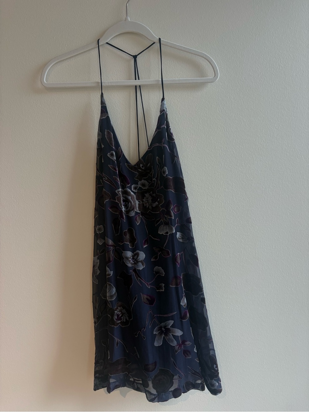 Floral Navy Slip Dress with Spaghetti Straps